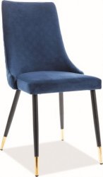 Designová jídelní židle PIANO, velvet modrá/kov černá/zlatá