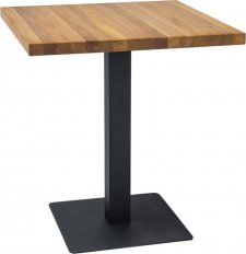Jídelní stůl PURO 80x80, dub masiv/černý kov
