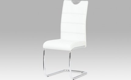Jídelní židle HC-581 WT, chrom / koženka bílá
