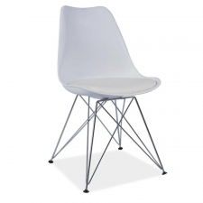 Plastová jídelní židle METAL NEW, bílá/chrom