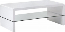 Konferenční stolek HAGY, bílá lesk/sklo