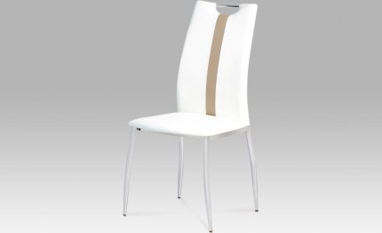 Jídelní židle AC-1296 WT koženka bílá / chrom