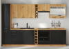 Spodní kuchyňská skříňka MONRO 30 D CARGO s výsuvným košem, černý mat/dub artisan