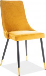 Designová jídelní židle PIANO, velvet žlutá/kov černá/zlatá