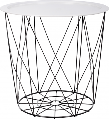 Kulatý odkládací stolek SOLERO NEW, bílá/černý kov