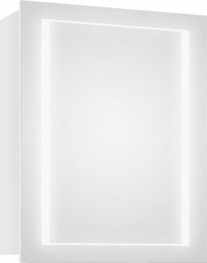 Horní koupelnová skříňka Austin E50 se zrcadlem a LED osvětlením, bílá lesk
