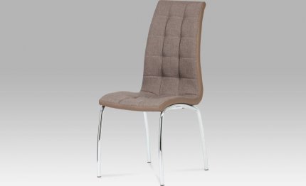 Jídelní židle DCL-420 COF2, látka / koženka hnědá, chrom