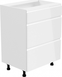 Spodní kuchyňská skříňka AURORA D60S3 se šuplíky, bílá lesk