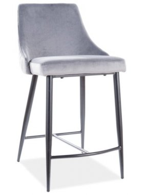Barová židle NOPI velvet šedá/černý kov