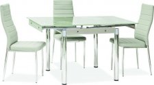GD-082 vzor Ornament, jídlení stůl rozkládací,tvrzené sklo Bílá/ chromové nohy(GD082B) (S)(K150-E)
