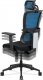 Kancelářská židle KA-M04 BLUE, černá látka+modrá síťovina, synchronní mech., plastový kříž