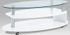 Konferenční stolek AHG-059 WT, vysoký lesk bílý / čiré sklo 8 mm 