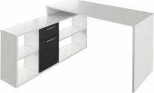 Rohový psací stůl NOE NEW, bílá/černá