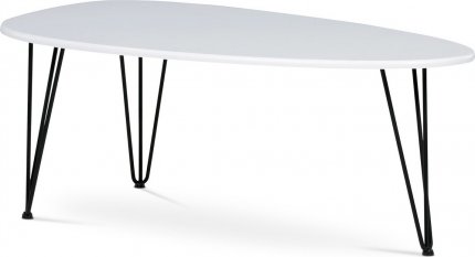Oválný konferenční stolek AF-3014 WT, bilý mat/černý kov 