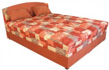 Čalouněná postel Betty 160x200  s úložným prostorem, oranžová/vzor