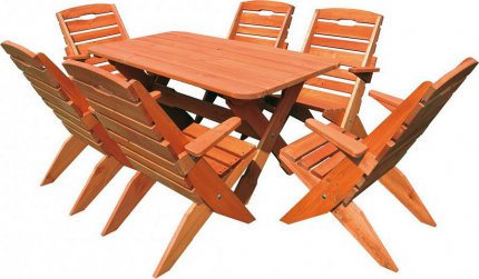 Dřevěná zahradní sestava OM-109, (1x stůl + 6x křeslo) výběr barev