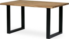 Stůl jídelní, 140x90x75 cm, masiv dub, kovová noha ve tvaru písmene "U", černý lak DS-U140 DUB