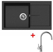 Dřez s odkapem Sinks INFINITY 860 Metalblack+baterie VITALIA - IN86074VICL