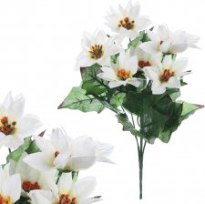 Puget vánočních růží,poinsécek bílých (7 hlav). Květina umělá. UK-0031