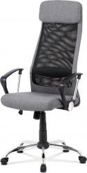 Kancelářská židle KA-V206 GREY, šedá látka, černá MESH, houpací mech, kříž chrom