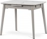 Jídelní stůl 110+30x75 cm, keramická deska bílý mramo, šedý vysoký lesk HT-401M WT