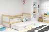 Dětská postel Riky II 90x200 s přistýlkou, borovice/zelená