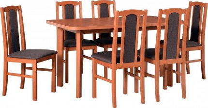 MILENIUM 3 - jídelní set stůl+6 židlí (Wenus 2P+ Boss 7) olše/látka č.6***( kat. znač.7) tmavě hnědá - kolekce "DRE" (DM)****poslední kus VÝPRODEJ