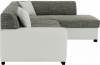 Rohová sedací souprava MINERVA, rozkládací s úložným prostorem, pravá, bílá/šedý melír