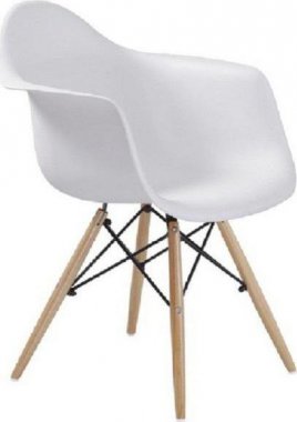 Židle-křeslo, bílá + buk, DAMEN