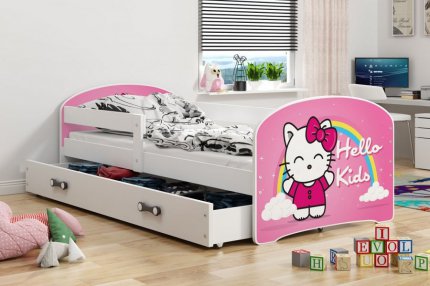 Dětská postel Hubert 80x160 s úložným prostorem, bílá/hello kids