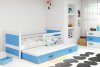 Dětská postel Riky II 90x200 s přistýlkou, bílá/grafit