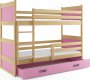 Patrová postel Riky s úložným prostorem, borovice/grafit