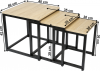 Konferenční stolek KASTLER NEW TYP 3, set 3 kusů, dub sonoma/černý kov