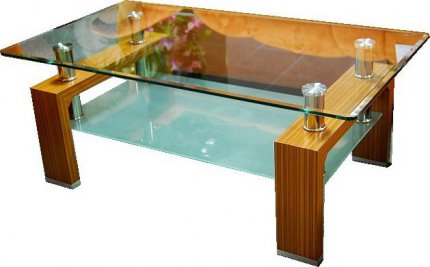 Konferenční stolek A 08-2 světlý ořech/sklo