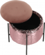 Čalouněný taburet TOMIA, růžová/růžové flitry/černý kov