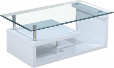 Konferenční stolek JULIEN, bílý lesk/sklo
