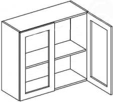 Horní kuchyňská skříňka NORA de LUX W80W 2-dveřová, hruška/čiré sklo