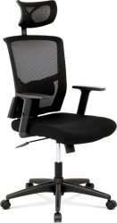 Kancelářská židle KA-B1013 BK s podhlavníkem, látka mesh černá, houpací mechanismus