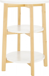 Kulatý odkládací stolek KASE, bílá/přírodní