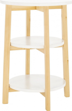 Kulatý odkládací stolek KASE, bílá/přírodní