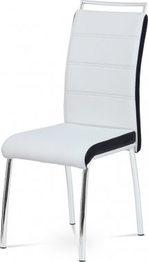 Jídelní židle DCL-403 WT, ekokůže bílá/černý bok/chrom