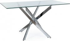 TRENDY AGIS II  - jídelní stůl 140, sklo čiré tvrzené / nohy CHROM(S) (AGISIICH140=2BALÍKY)(K150-E)