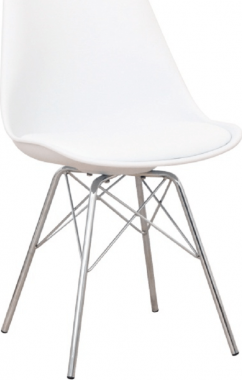 Plastová jídelní židle TAMORA, bílá/chrom