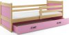 Dětská postel Riky 90x200 s úložným prostorem, borovice/růžová