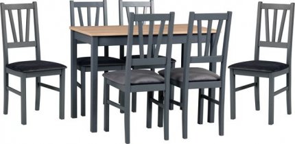 MILENIUM 7 - jídelní set stůl+6 židlí (Max 2+Boss 5 ) lamino dub sonoma/grafitová / židle grafitová/ látka grafitová 28B-Kronos 22 - kolekce "DRE" (DM) (K150)***