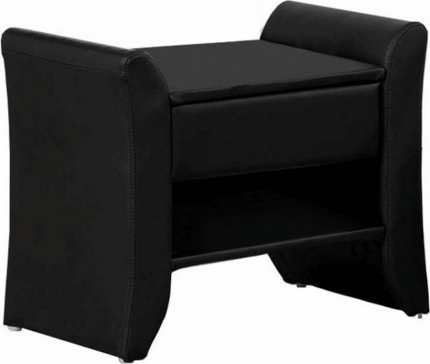 Čalouněný noční stolek BOLTON ekokůže, černá