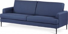 Trojmístná sedačka, potah modrá látka, kovové nohy, černý matný lak ASB-019 BLUE