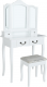 Toaletní stolek REGINA NEW s taburetem, bílá/stříbrná