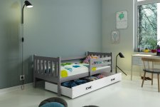 Dětská postel Carlo 80x190 s úložným prostorem, grafit/bílá