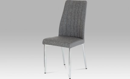 Jídelní židle DCH-352 GREY2 - šedá látka + koženka / chrom